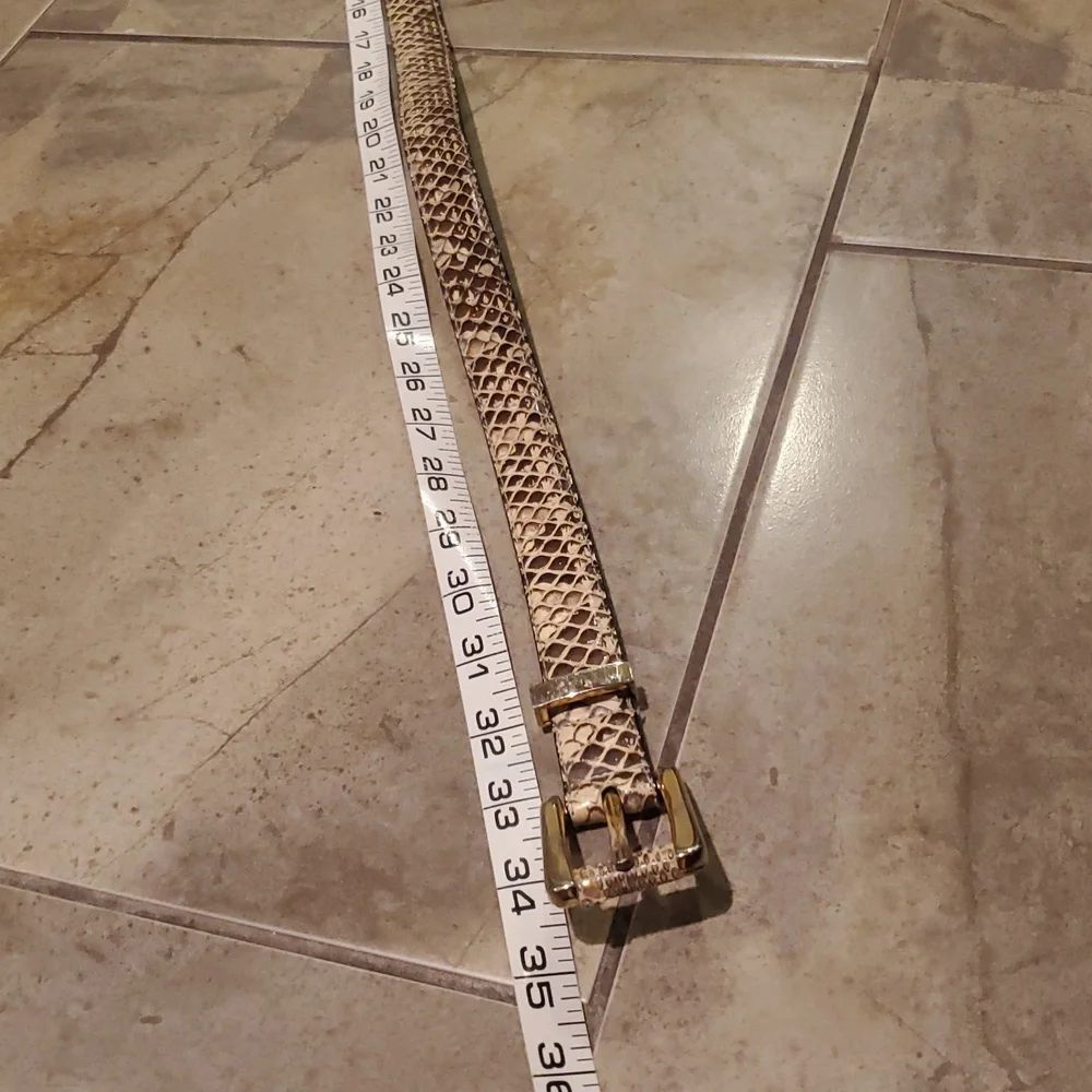 Snakeskin Pattern Belt with Gold Buckle